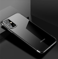 Луксозен силиконов гръб ТПУ прозрачен Fashion за Samsung Galaxy A31 A315F черен кант